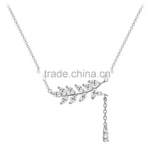 2017 New Style Micro Leaf Shape Plain 925 Sterling Silver Pendant Necklaces thumbnail-1