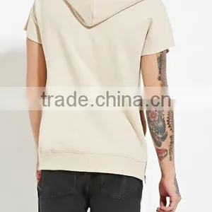 Hotsale Design Cotton Fleece Pocket Zip Plain Solid Color Pullover Short Sleeve Plain Hoodies Wholesale Made in China thumbnail-2
