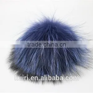 DIY 15cm Raccoon Fur Pompoms Fur Balls for Knitted Hat Cap Beanies and Keychain and Scarves thumbnail-5