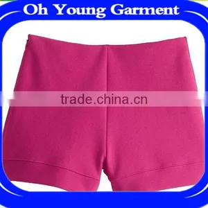 CUSTOM SEXY WOMEN COTTON ELASTIC SHORTS BEAUTIFUL ROSE RED SHORTS SOFT PLAIN COLOR SHORTS FOR LADY thumbnail-1