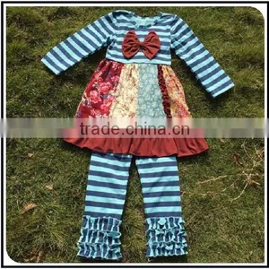 2016 Easter Giggle Moon Remake Girls Outfits Spring Summer Sets Persnickety Kids Girl Knot Clothing Set Remake Stripes Boutique thumbnail-5