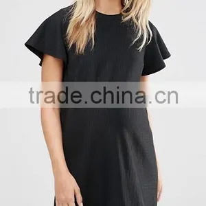China Wholesale Ruffle Sleelve Jersey Fabric Shift Dress for Maternity thumbnail-2