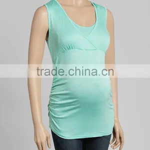 New Summer Mint Maternity Sleeveless Tops Soft Maternity Tees Women Clothing WT80817-23 thumbnail-1