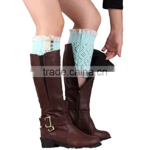 Factory Best Selling New Design Buttons Crochet Women Lace Boot Cuffs thumbnail-1