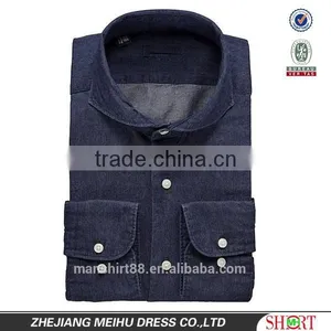 2017 Extremely Cut Away Collar Man Washed Denim Shirt thumbnail-1