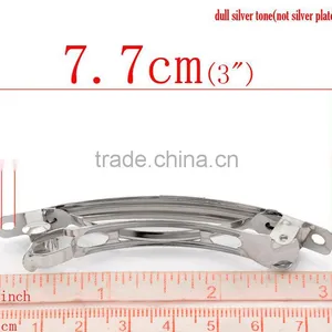 20PCs Silver Tone French Hair Barrette Clips Findings 7.7x1.2cm(3"x4/8"),Jewelry thumbnail-1