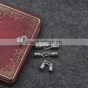 New Thailand Sterling Silver Hook and Eye Clasp End Cap With Hole 5mm thumbnail-4