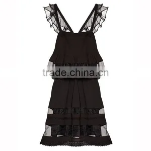 Fashion Womens Spaghetti Strap Slim Party Wedding Dresses Ladies Nigerian Elegant Lace Styles Ruffle Dress thumbnail-2