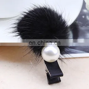 DIY Handmade Cute Mink Fur Hairpin High Quality Mink Fur Clip for Girl thumbnail-3
