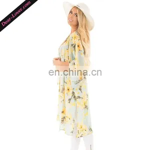 Hot Selling Summer Floral Side Slit Beach Dresses Wholesale thumbnail-2