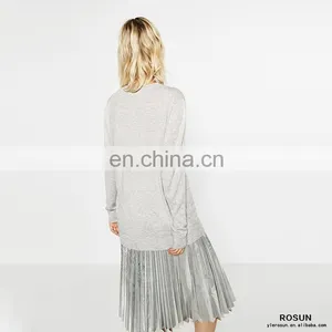 Ladies Light Grey Crew Neck Pullover Oversized Knit Jumper thumbnail-5