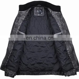 2017 Lastest Fashion Hot Sale Diamond Quilted pu Men Long Jacket thumbnail-2