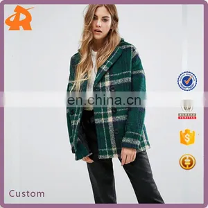 2017 New Design Hot Sale Woman's Oversized Check Coat thumbnail-1