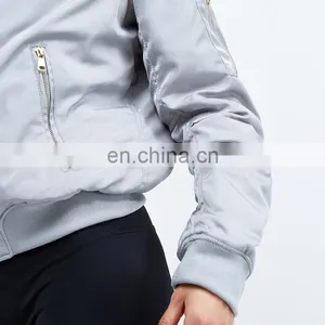 Bomber Custom Gym Hooded Outdoor Sport Polyester Zip Yoga Windproof China Coat OEM Bamboo Cotton New Women Winter Jacket thumbnail-6