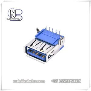 Waterproof 90 Degree DIP 9 Pins Solder UL94V-0 Type A Female 3.0 USB Connectors for Board Interface thumbnail-1