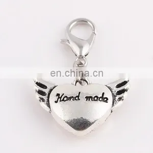 Custom Metal 3d Heart Shaped Keychain Silver Keychain 3d Heart Keychain With Wings thumbnail-1