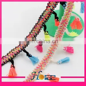 Factory Price Pom Pom Chain Mixed Colors Lace Trimming Tassel Fringe Trim thumbnail-1