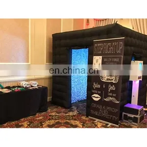 Hot Sale Wedding Party Selfie Props Blow Up Enclosure Black Cube Tent LED Lighted Inflatable Photo Booth thumbnail-1