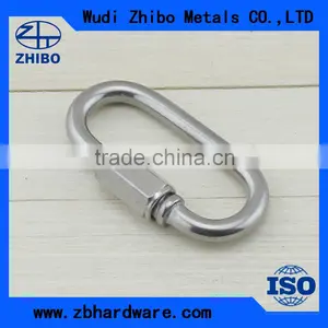 High Polished Stainless Steel Material Oval Shaped Quick Link Carabiner Spring Carabiners thumbnail-3