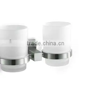 High Quality Wall-mounted Bathroom Stainless Steel Double Hanging Cup Holder thumbnail-1