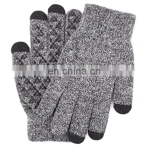 Custom Logo Winter Knit Mittens Gloves Touchscreen Warm Thermal Soft Elastic Gloves for Women Men thumbnail-1