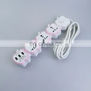 New Pink Apple Shape Universal Socket With USB Socket Extension Socket 2022 thumbnail-1
