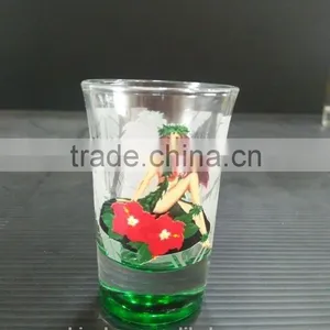 Decaled Transparent Mini Shot Spray Bottom Glass Cup With Anger Design thumbnail-1