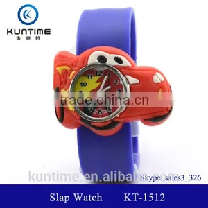 Cute Cars Slap Watch With Glass Face Quartz Movt Silicone Strap for Child thumbnail-1