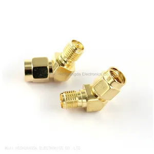 Sma To Rp Sma Adapter Rf Coaxial Adapter 50 Ohm Gold Plated 45 Degree 135 Angle Male To Female SMA Connector thumbnail-1