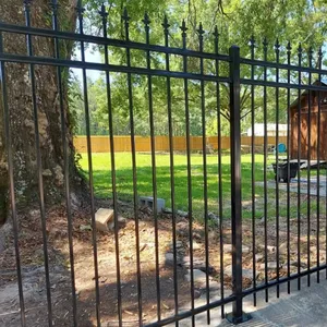 Black Wrought Iron Garden Fence With 2mm Steel Rods thumbnail-1