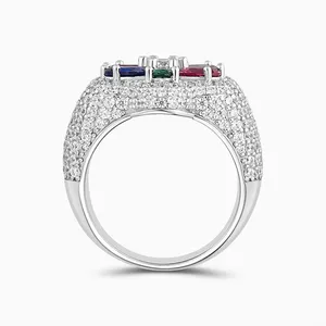 Shining Star Jewelry Mens Flower Rings 925 Sterling Silver Colorful Ring Jewelry thumbnail-3