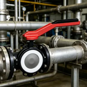 Wafer Butterfly Valve Metal PFA Lined Stainless Steel Disc Industrial Water Treatment Valve thumbnail-2