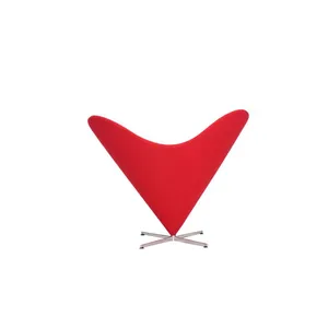 Modern Swivel Cone Chair, Heart Shaped Fabric Accent Lounge Chair With Metal Base for Home & Hotel thumbnail-3