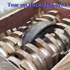 Heavy Scrap Metal Cable Tree Root Aluminum Wheel Hub Wood Carving Board Double Axis Shredder thumbnail-4