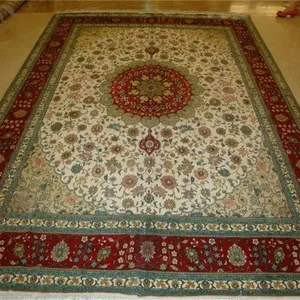 8x10ft/244x305cm Red Color Hand Knotted Silk Persian for Living Room thumbnail-1