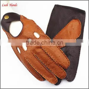 Men's Driving Leather Gloves Goatskin Handmade Leather Gloves thumbnail-1