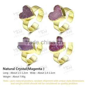 Available Stock Jewelry Natural Crystal Heart Ring Design Wholesale thumbnail-4