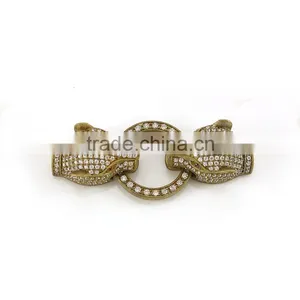 CZ6656 CZ Micro Pave Jewelry Making Supply, Gold Leopard Head Hook Clasps thumbnail-1