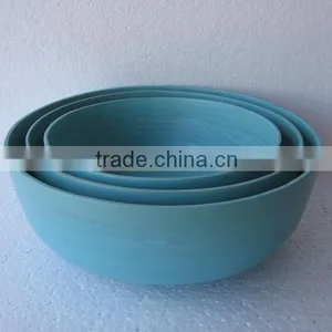 Set of 3 Spun Bamboo Bowl With Stand thumbnail-1