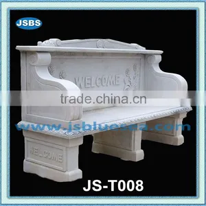 Carved White Marble Long Bench thumbnail-1