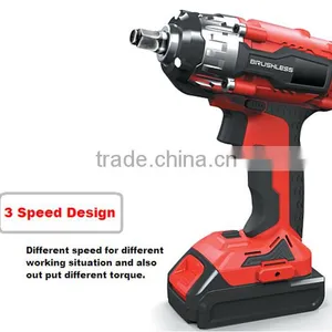 18V Lithium Ion Brushless Impact Wrench/18V Li-ion Wrench/ Lithium Ion Brushless Cordless 3 Speed Electric Wrench thumbnail-1