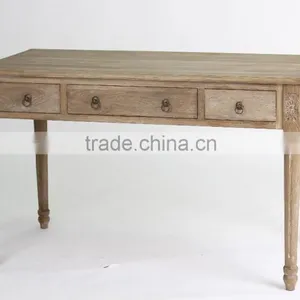 Antique Style Rectangle Hand Carved Study Desk/Wooden Restaurant Table(DT-1025-OAK,125CM) thumbnail-2