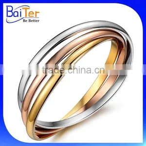 Mens And Womens Stainless Steel Tri Gold Bangle Bracelet Wholesale Quality Choice thumbnail-1