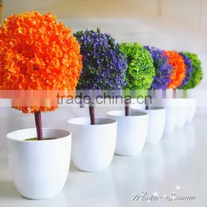 High Quality Table Decoration Artificial Topiary Grass Ball Bonsai Potted Plant thumbnail-1