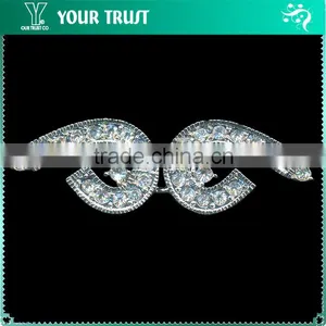 3MM Clear Cystal Garment Jewelry Rhinestone Rhodium Metal Pair Buckle thumbnail-3
