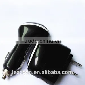 Cheap Black And White Ring 2 in 1 Travel Charger Car Charger thumbnail-1