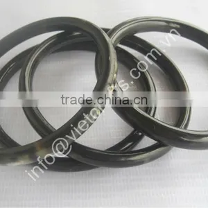 Buffalo Horn Bangle, Black With Vein Rounded Shape thumbnail-1