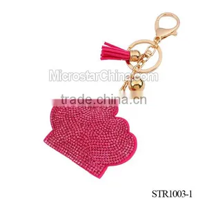 2016 Newest Wholesale Decorative Crystal Crown Shape Top Key Chain With Tassel thumbnail-2