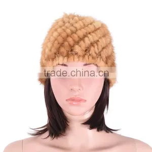 Winter Fur Hat for Women Mink Fur Hat Knitted Mink Hat KZ140001 thumbnail-1