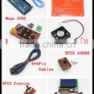 China Supplier Ramps 1.4+Mega 2560 + Heatbed Mk2b+12864 LCD Controller+5Pcs A4988 Driver+6Pcs Endstops+Fan For 3D Printer thumbnail-1
